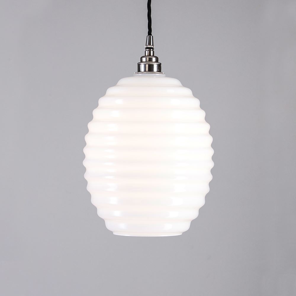 Old School Electric Beehive Pendant Black Flex With Polished Nickel Fittings 2m Flex White Designer Pendant Lighting