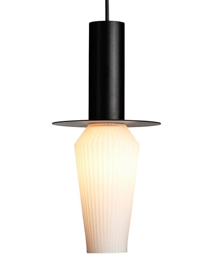 Design By Us Harakiri Pendant Black Base With Opal Glass And Black Fittings Designer Pendant Lighting