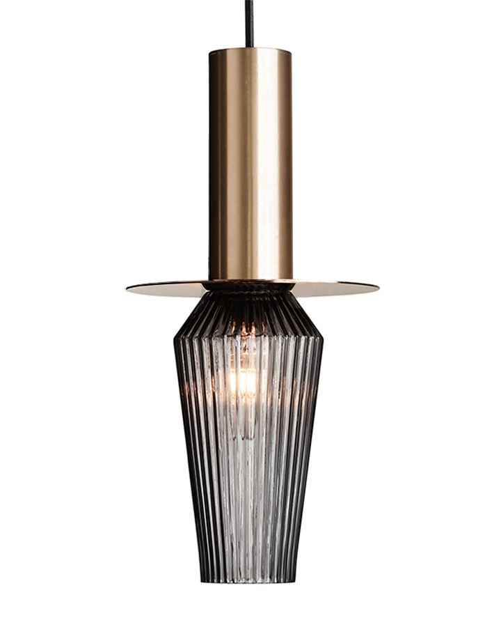 Design By Us Harakiri Pendant Gold Base With Smoke Glass And Black Fittings Brassgold Designer Pendant Lighting