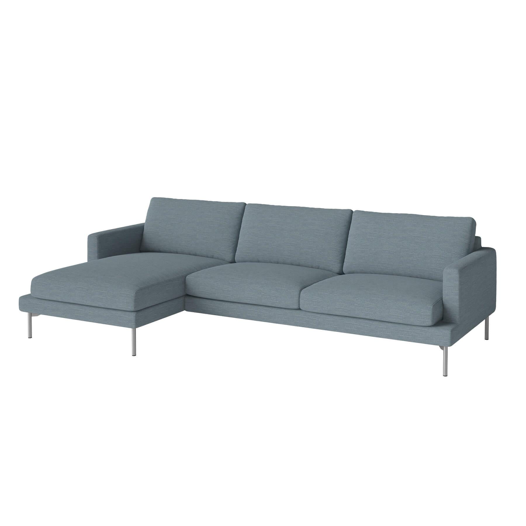 Bolia Veneda Sofa 35 Seater Sofa With Chaise Longue Brushed Steel Laine Light Blue Left Blue Designer Furniture From Holloways Of Ludlow