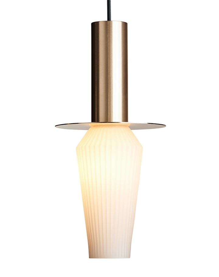 Design By Us Harakiri Pendant Gold Base With Opal Glass And Black Fittings Brassgold Designer Pendant Lighting