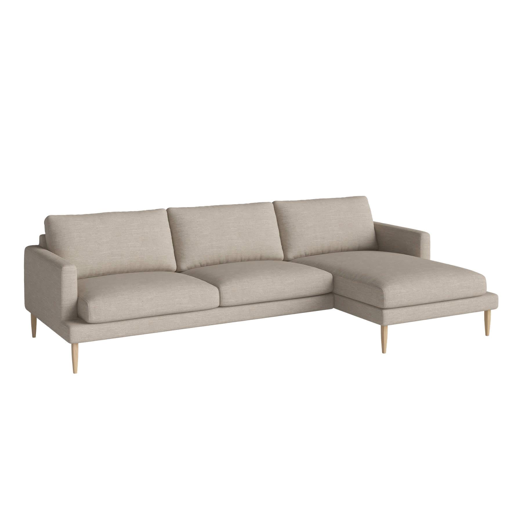 Bolia Veneda Sofa 35 Seater Sofa With Chaise Longue White Oiled Oak Baize Sand Right Brown Designer Furniture From Holloways Of Ludlow