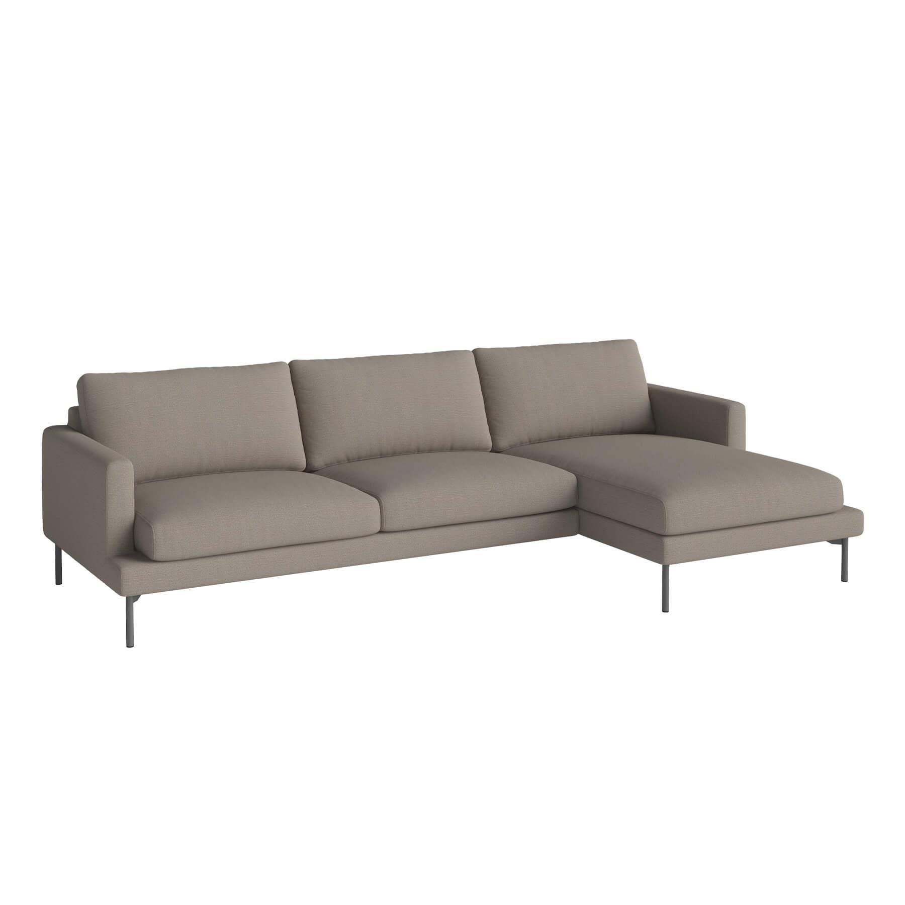 Bolia Veneda Sofa 35 Seater Sofa With Chaise Longue Grey Laquered Steel Baize Dark Beige Right Brown Designer Furniture From Holloways Of Ludlow