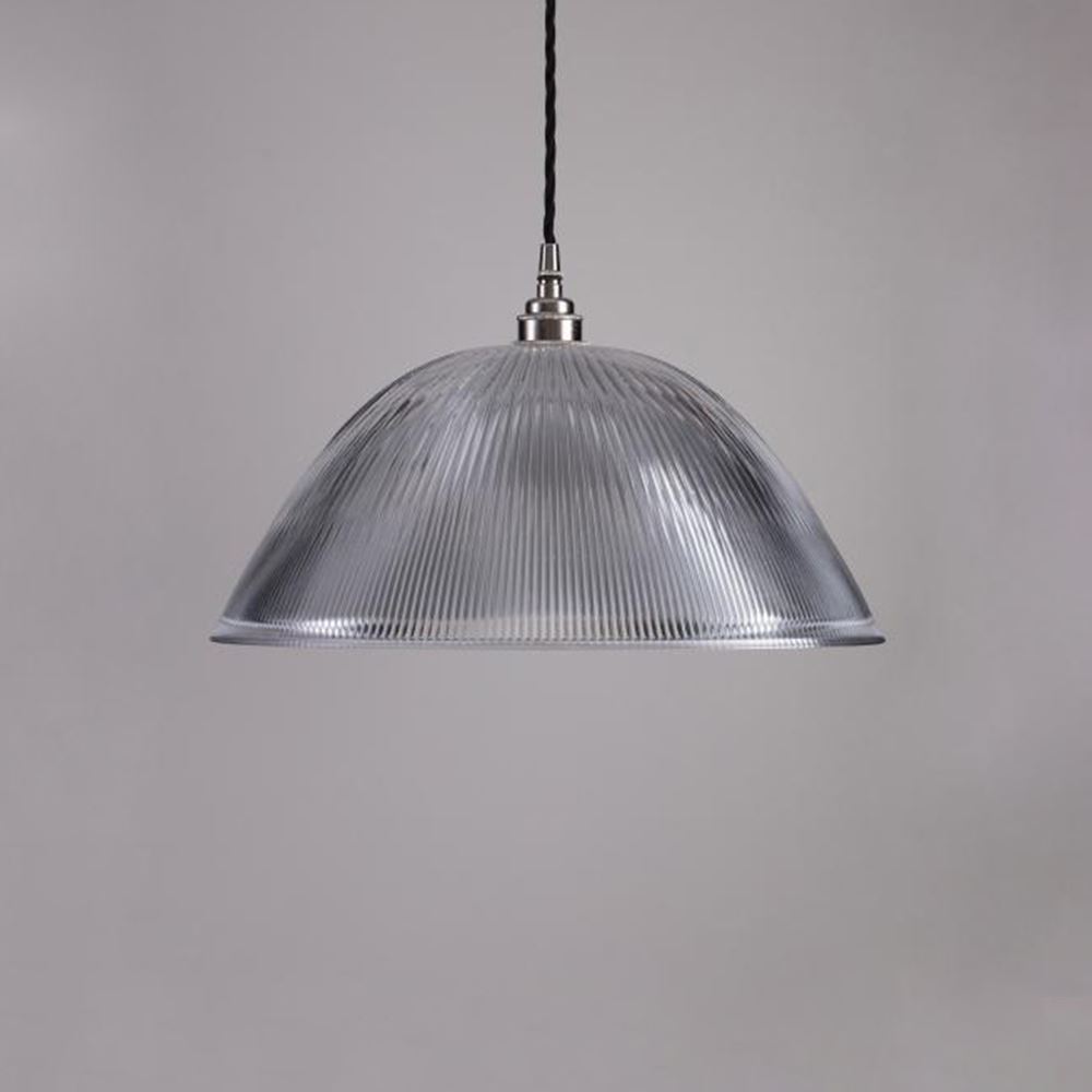 Old School Electric Prismatic Dome Pendant Large Black Flex With Polished Nickel Fittings Clear Designer Pendant Lighting