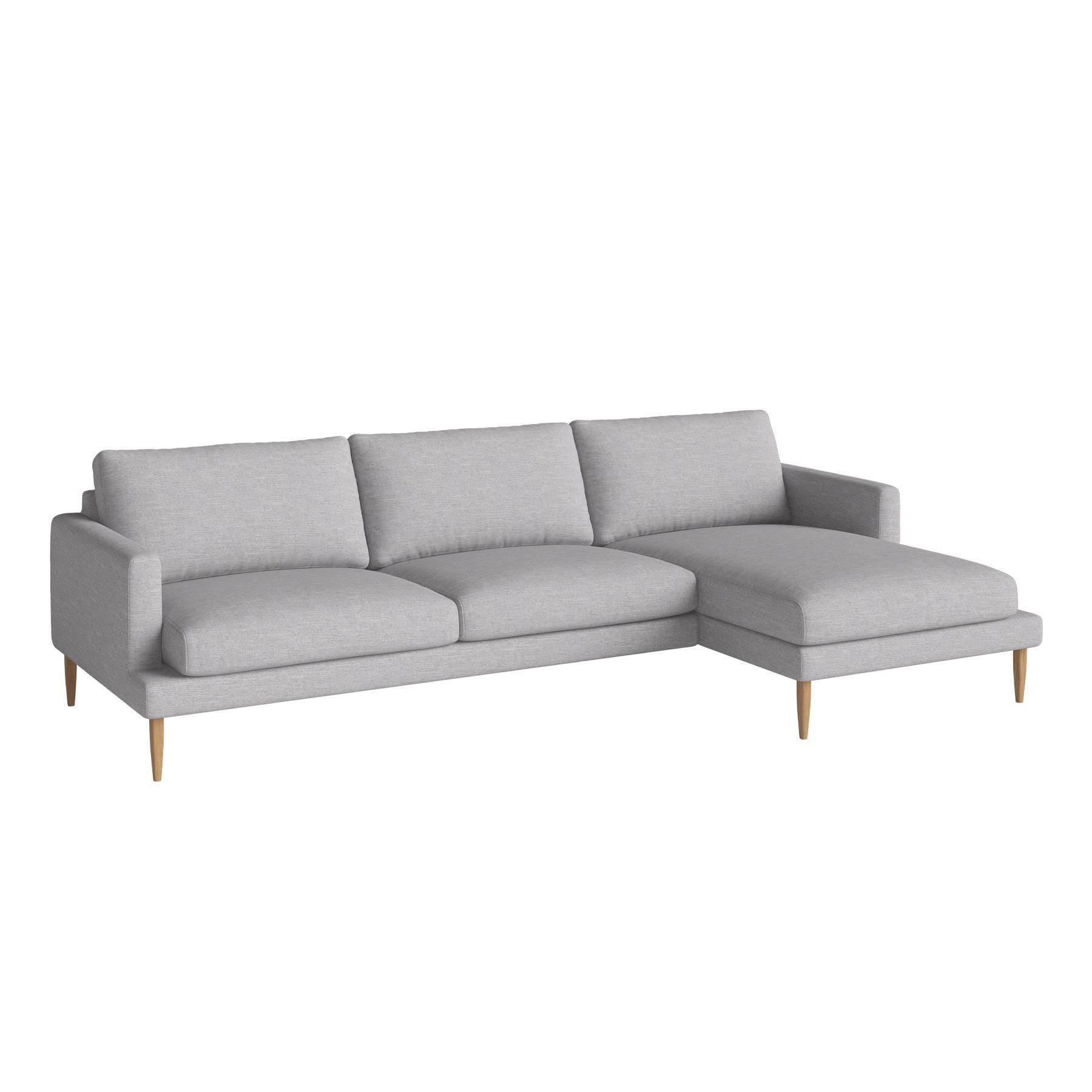 Bolia Veneda Sofa 35 Seater Sofa With Chaise Longue Oiled Oak Baize Light Grey Right Grey Designer Furniture From Holloways Of Ludlow