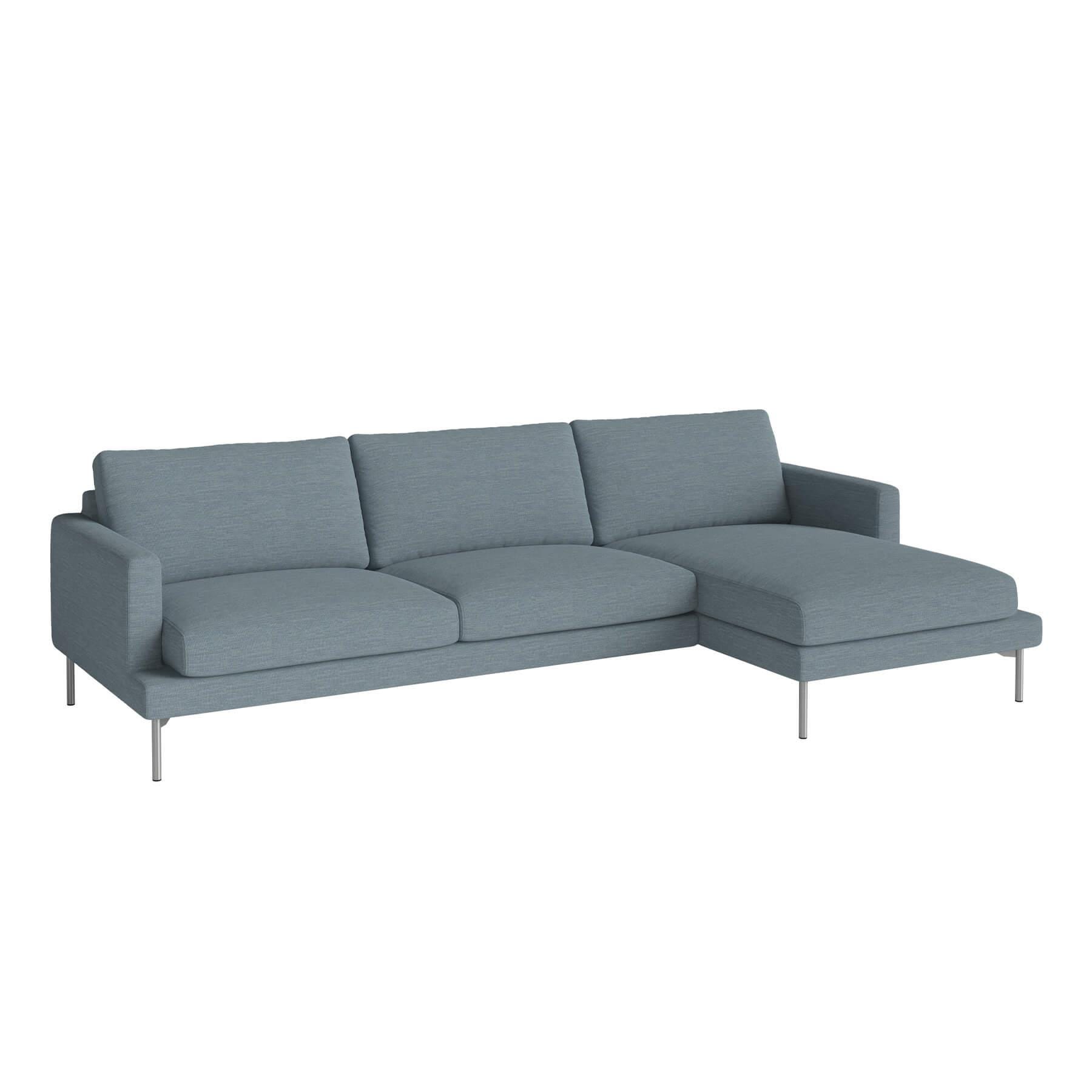 Bolia Veneda Sofa 35 Seater Sofa With Chaise Longue Brushed Steel Laine Light Blue Right Blue Designer Furniture From Holloways Of Ludlow