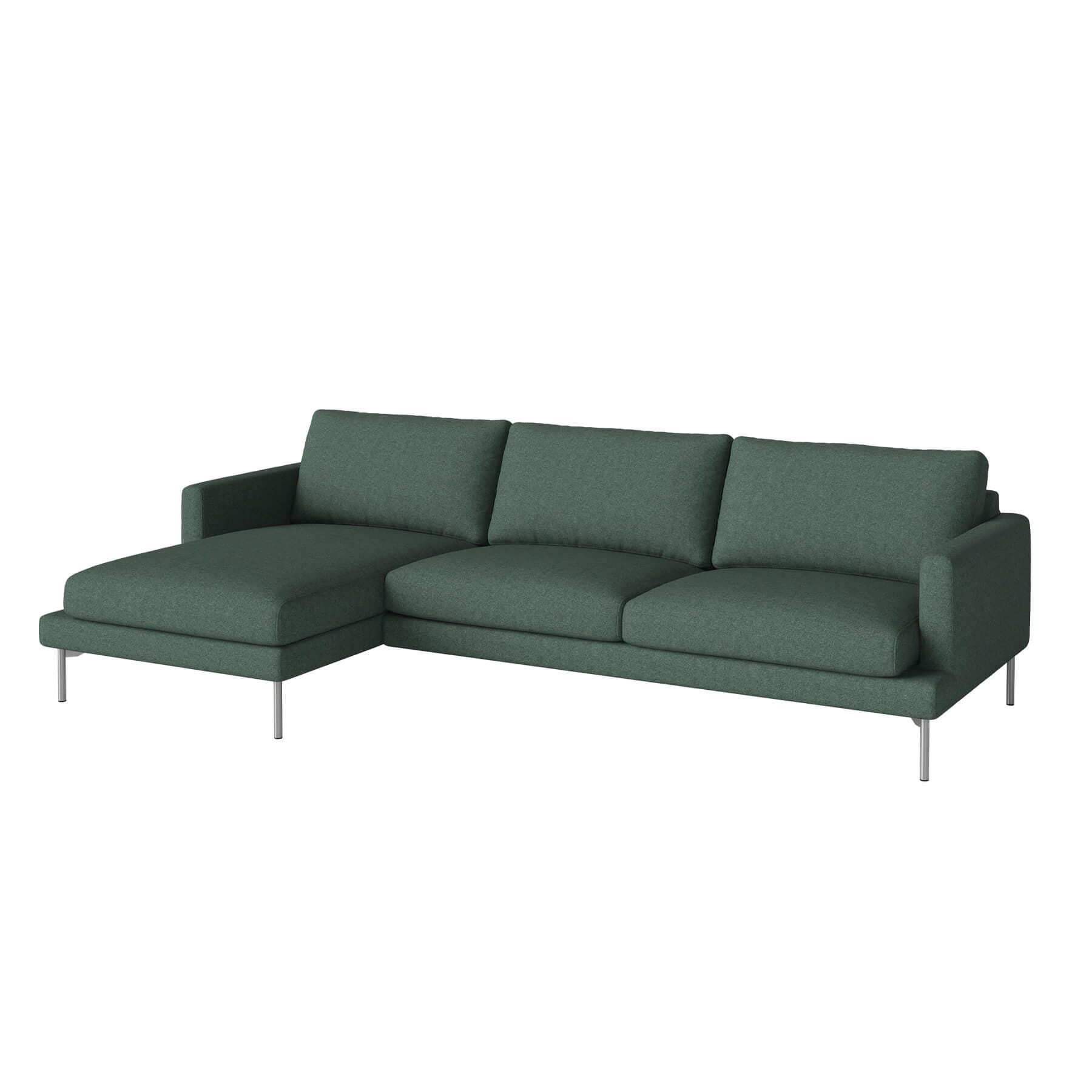 Bolia Veneda Sofa 35 Seater Sofa With Chaise Longue Brushed Steel Qual Sea Green Left Green Designer Furniture From Holloways Of Ludlow