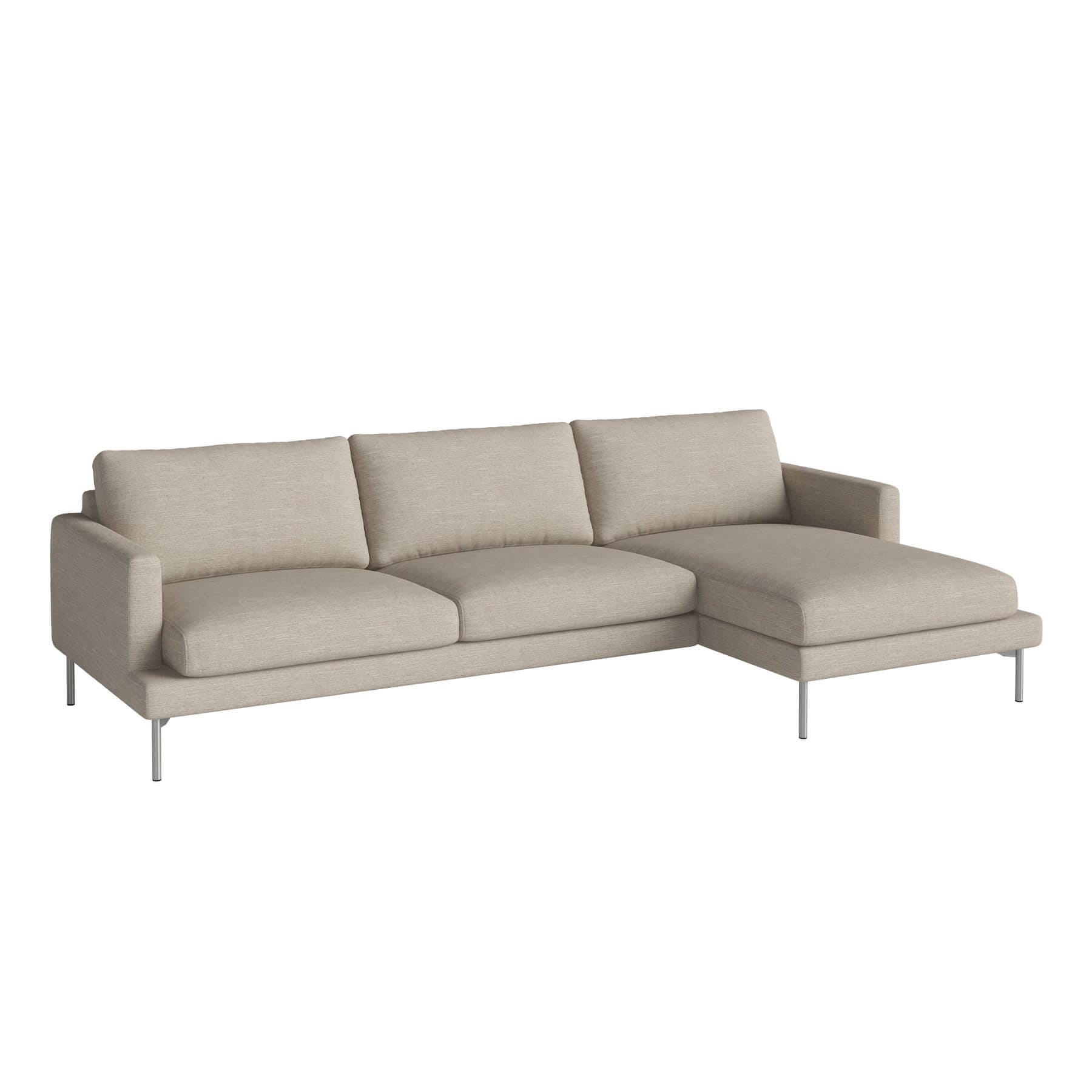 Bolia Veneda Sofa 35 Seater Sofa With Chaise Longue Brushed Steel Baize Sand Right Brown Designer Furniture From Holloways Of Ludlow