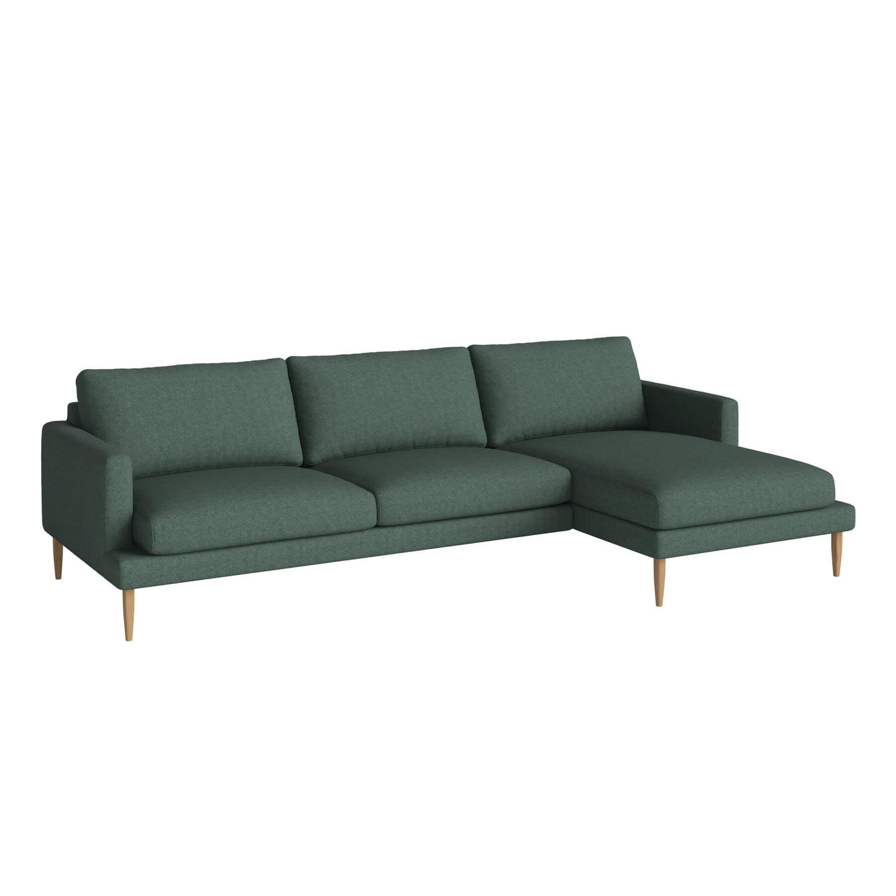 Bolia Veneda Sofa 35 Seater Sofa With Chaise Longue Oiled Oak Qual Sea Green Right Green Designer Furniture From Holloways Of Ludlow