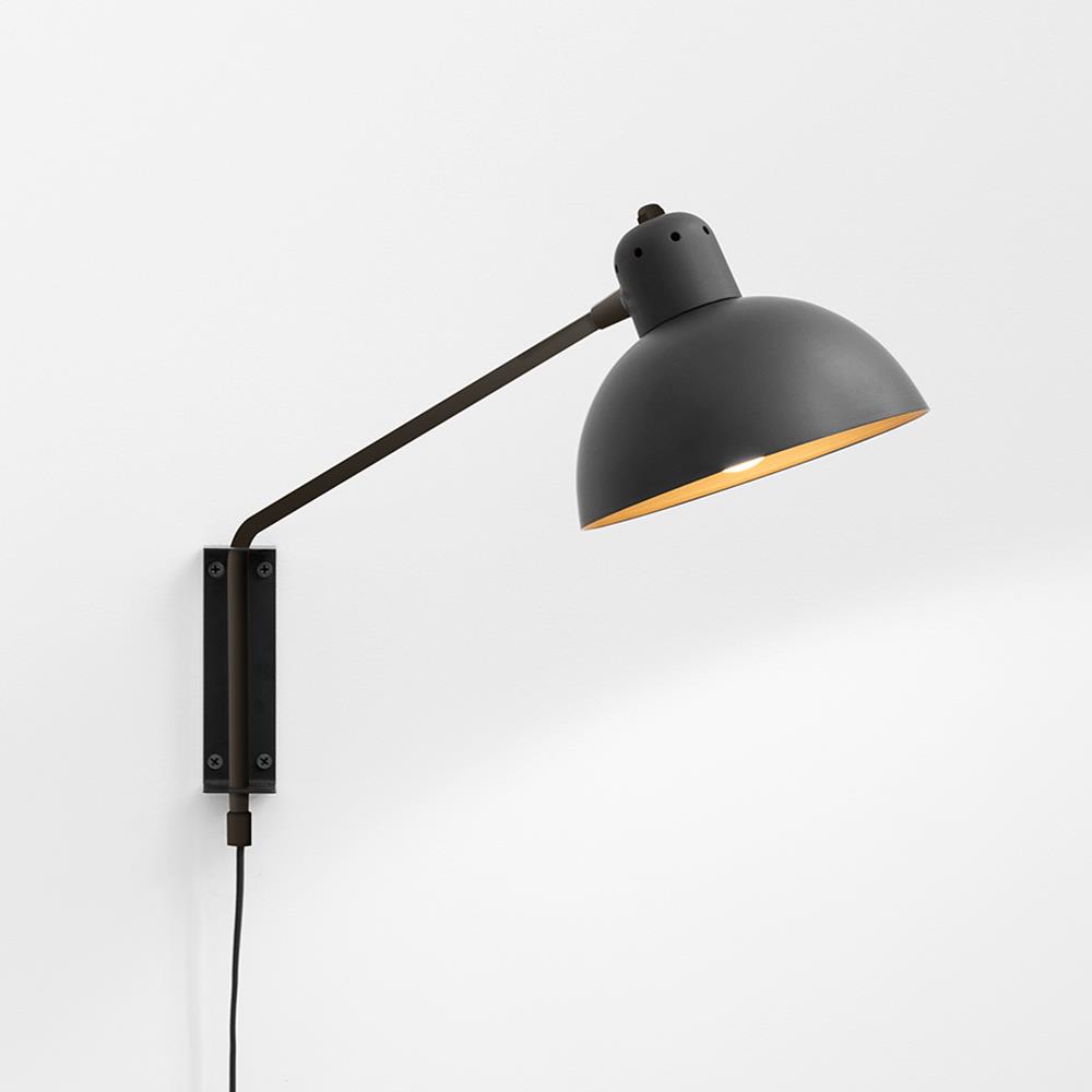 Waldorf Wall Light Small Black Graphite Cable And Plug None Hard Wire Option