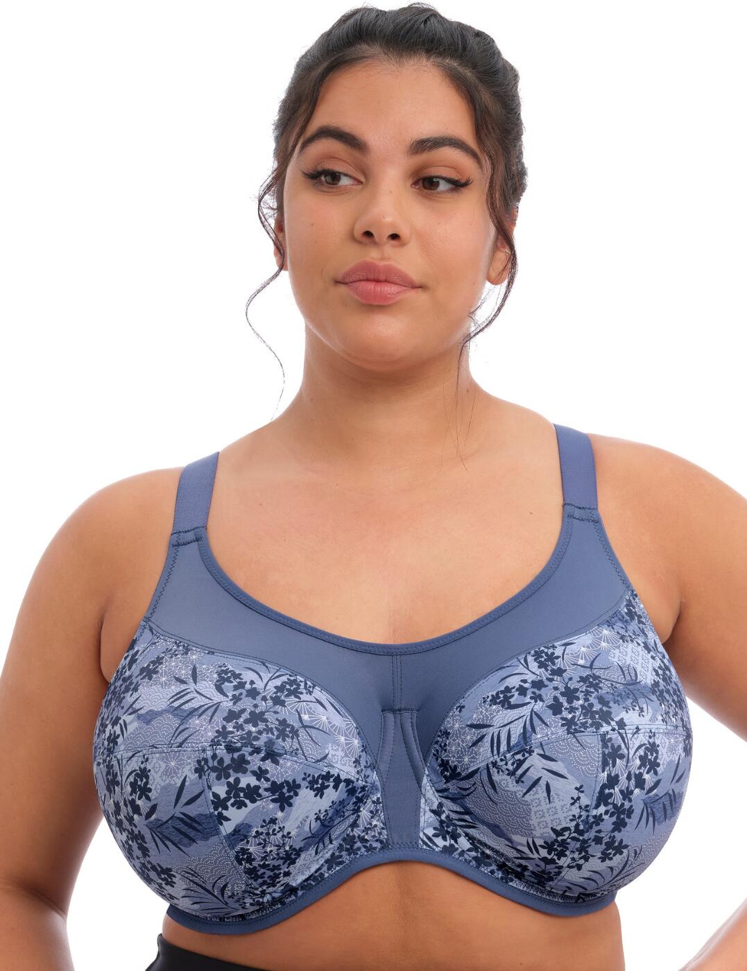 Work out in style in the Elomi Energise range! This underwired sports bra boasts a flexible and movable J-hook which allows for easier adjustment of the racer back. With restricted stretch straps offering comfortable support, its unique non-compression design separates the bust whilst enhancing shape. Using a smooth simplex fabric that draws moisture away from the skin you can comfortably work up a sweat!  Four-section underwired cup with side support Adjustable racerback with a J hook fastening Stretch straps Non-compression design Fabric draws moisture away from the skin Hook and eye closure Full cup coverage Underwired Non-padded Country of origin: Sri Lanka Composition: 15% Polyamide &pipe; 8% Elastane &pipe; 77% Polyester Listed in UK sizes  58081-102335-1332142 8042 Sports Bra
