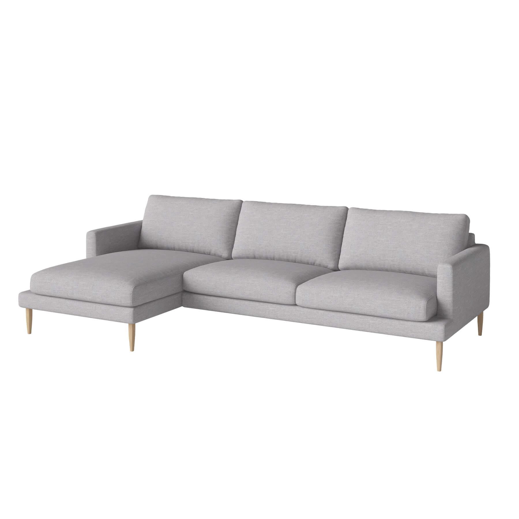 Bolia Veneda Sofa 35 Seater Sofa With Chaise Longue White Oiled Oak Baize Light Grey Left Grey Designer Furniture From Holloways Of Ludlow