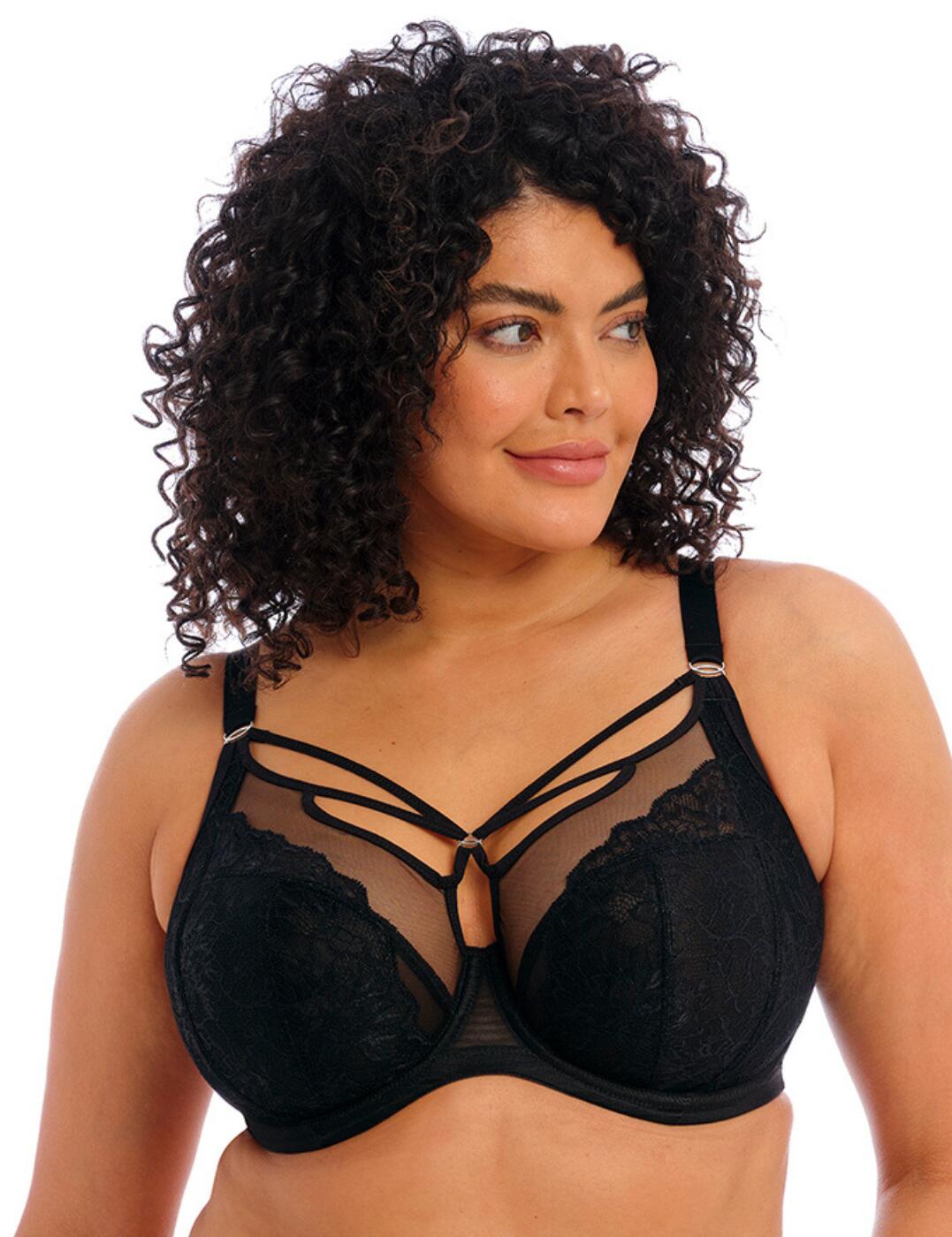 Feel confident in this standout plunge bra from the Brianna range by Elomi. Delicate floral lace adorns the cups and the plunging neckline flaunts a semi-sheer mesh creating a glamorous sexy look. Signature strap detailing adds a contemporary look to this alluring piece, drawing attention to your cleavage. Underwiring provides support and the adjustable shoulder straps create a unique fit. All of these features combined make the perfect sultry everyday wear. Pair with matching lingerie from the glamorous Brianna collection.  Glamourous floral lace and semi-sheer mesh Sexy strappy detailing Underwired for support Adjustable shoulder straps Traditional hook and eye closure Non-padded cups Plunge neckline Country of origin: Sri Lanka Composition: 45% Polyamide &pipe; 26% Cotton &pipe; 16% Polyester &pipe; 13% Elastane Listed in UK sizes  58082-102343-1332240 8080  Plunge Bra