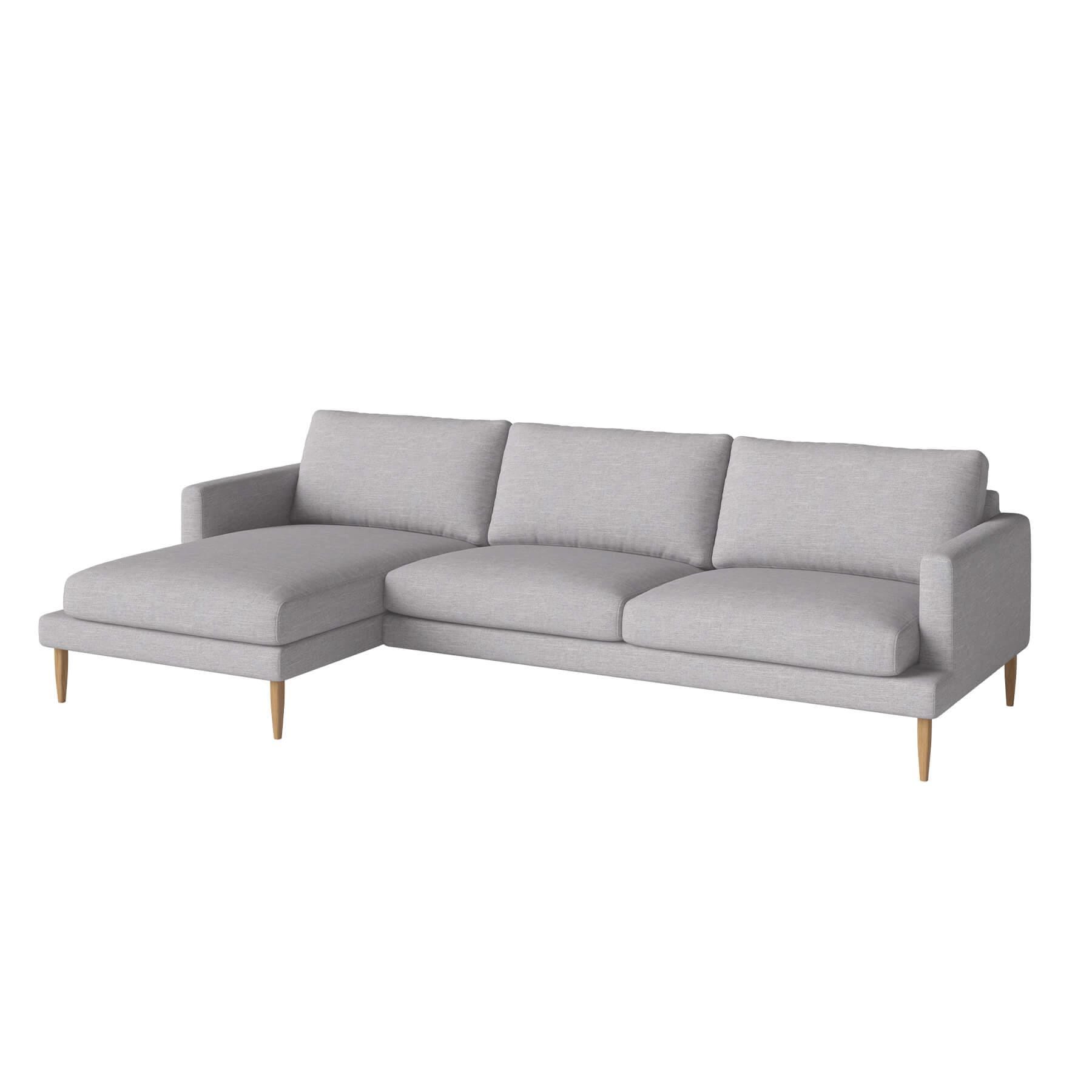 Bolia Veneda Sofa 35 Seater Sofa With Chaise Longue Oiled Oak Baize Light Grey Left Grey Designer Furniture From Holloways Of Ludlow