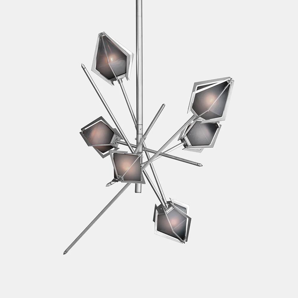 Harlow Chandelier Small Smoked Grey Satin Nickel Blackened Steel