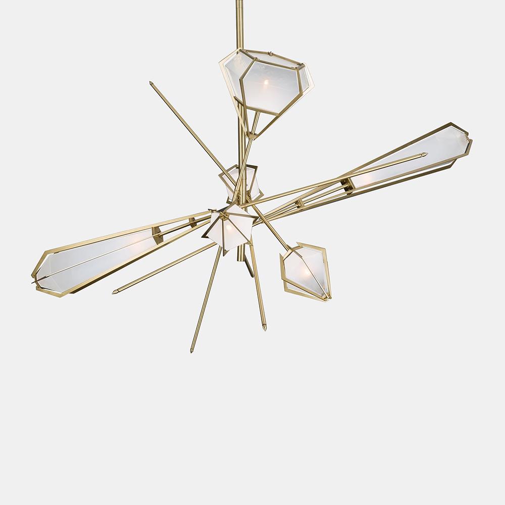 Harlow Chandelier Large White Satin Brass Satin Brass