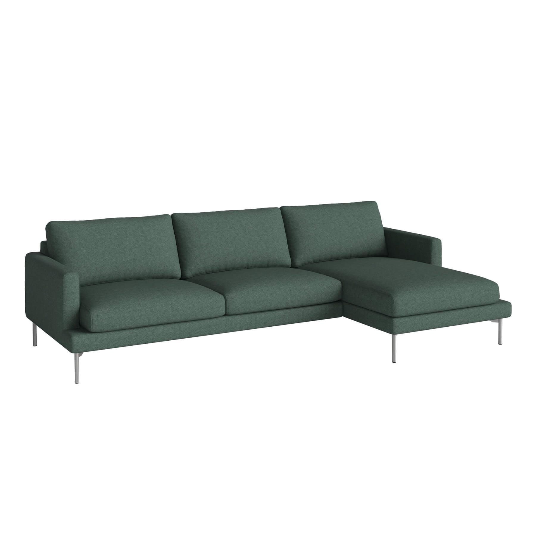Bolia Veneda Sofa 35 Seater Sofa With Chaise Longue Brushed Steel London Sea Green Right Green Designer Furniture From Holloways Of Ludlow