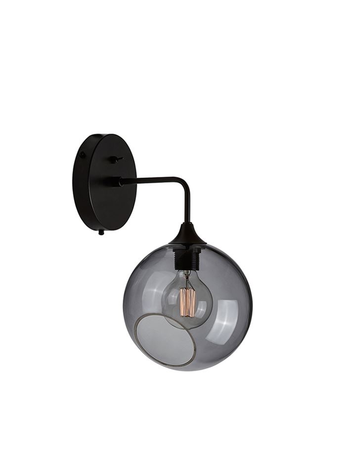 Ballroom Wall Light Small Smoke Silver Edge With Black Fittings