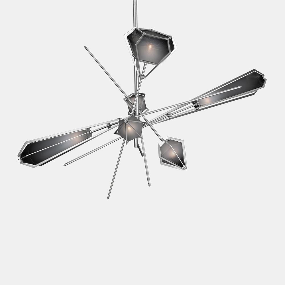 Harlow Chandelier Large Smoked Grey Satin Nickel Satin Brass