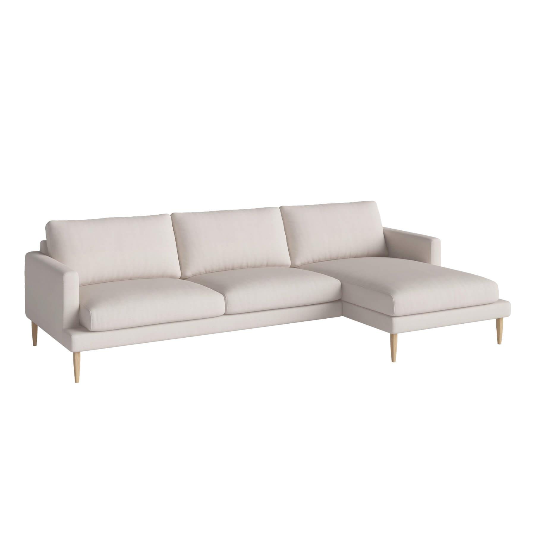 Bolia Veneda Sofa 35 Seater Sofa With Chaise Longue White Oiled Oak Linea Beige Right Brown Designer Furniture From Holloways Of Ludlow