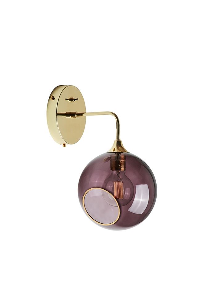 Ballroom Wall Light Small Purple Rain Gold Edge With Gold Fittings