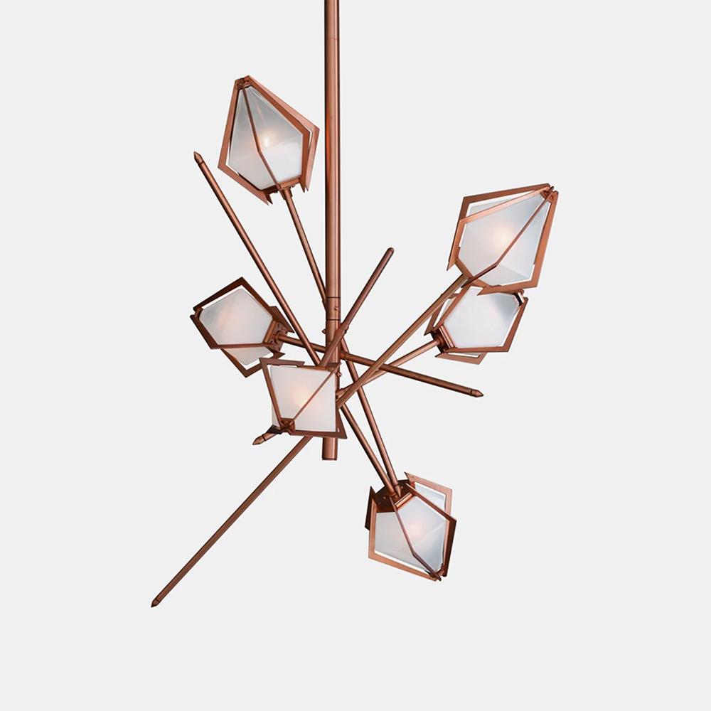 Harlow Chandelier Small White Satin Copper Satin Copper