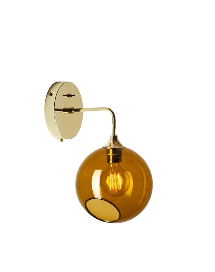 Ballroom Wall Light Small Amber Gold Edge With Gold Fittings