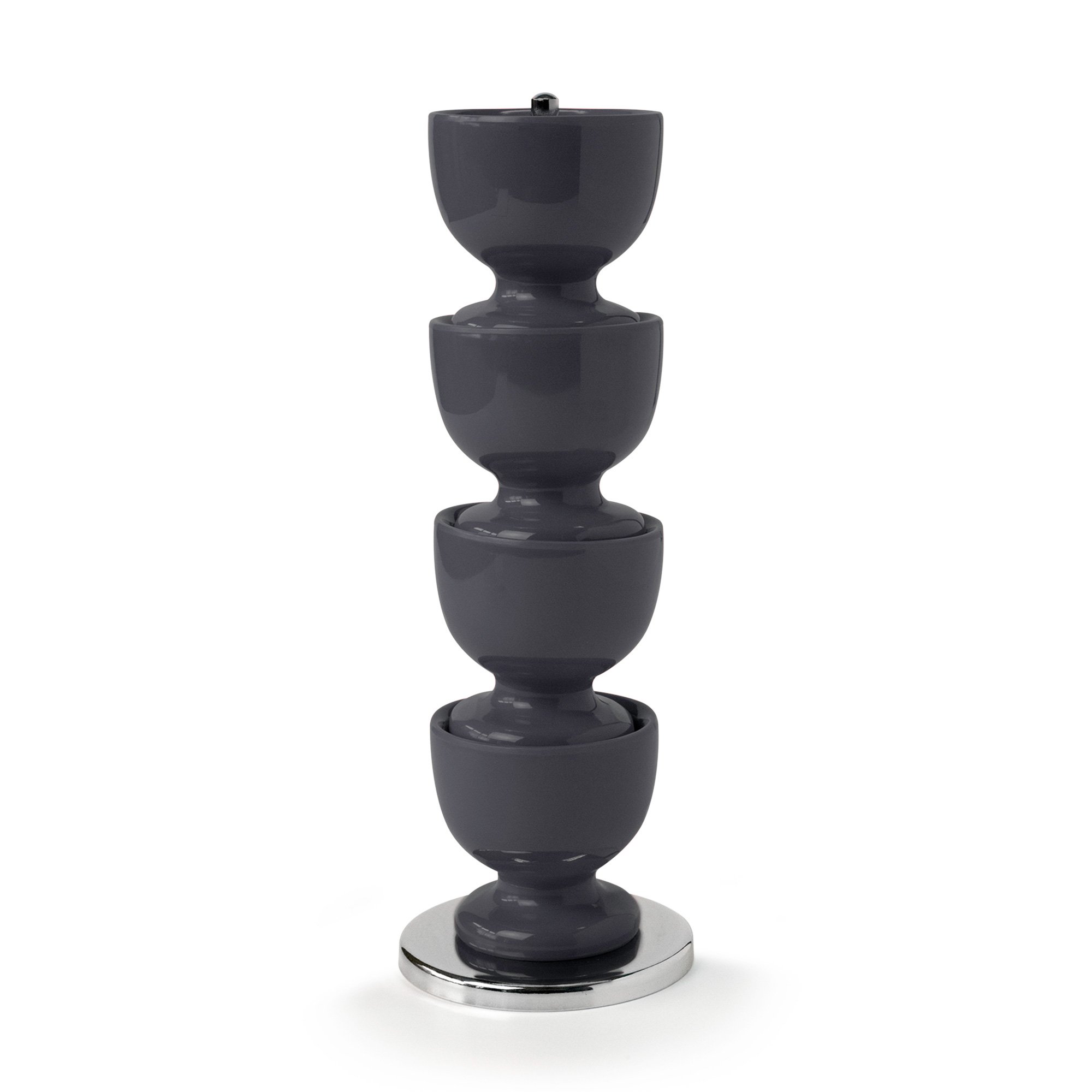 Zeal Stack & Store Egg Cups Set with Chrome Stand, Set of 4, Dark Grey