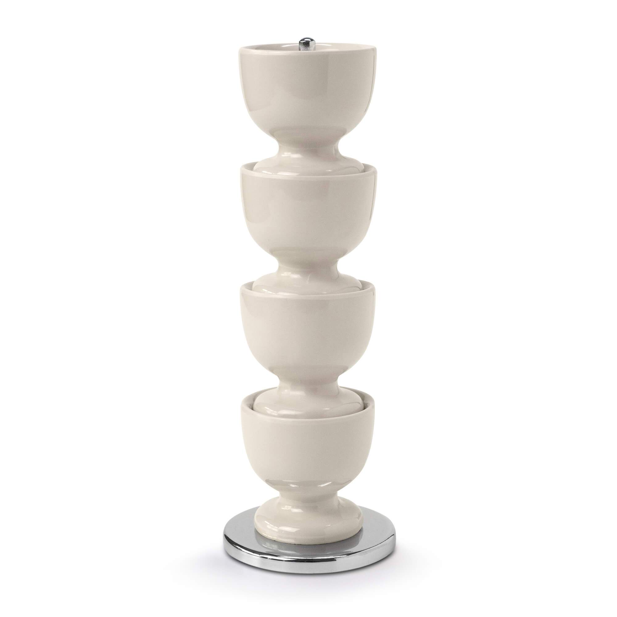 Zeal Stack & Store Egg Cup Set with Chrome Stand in Cream