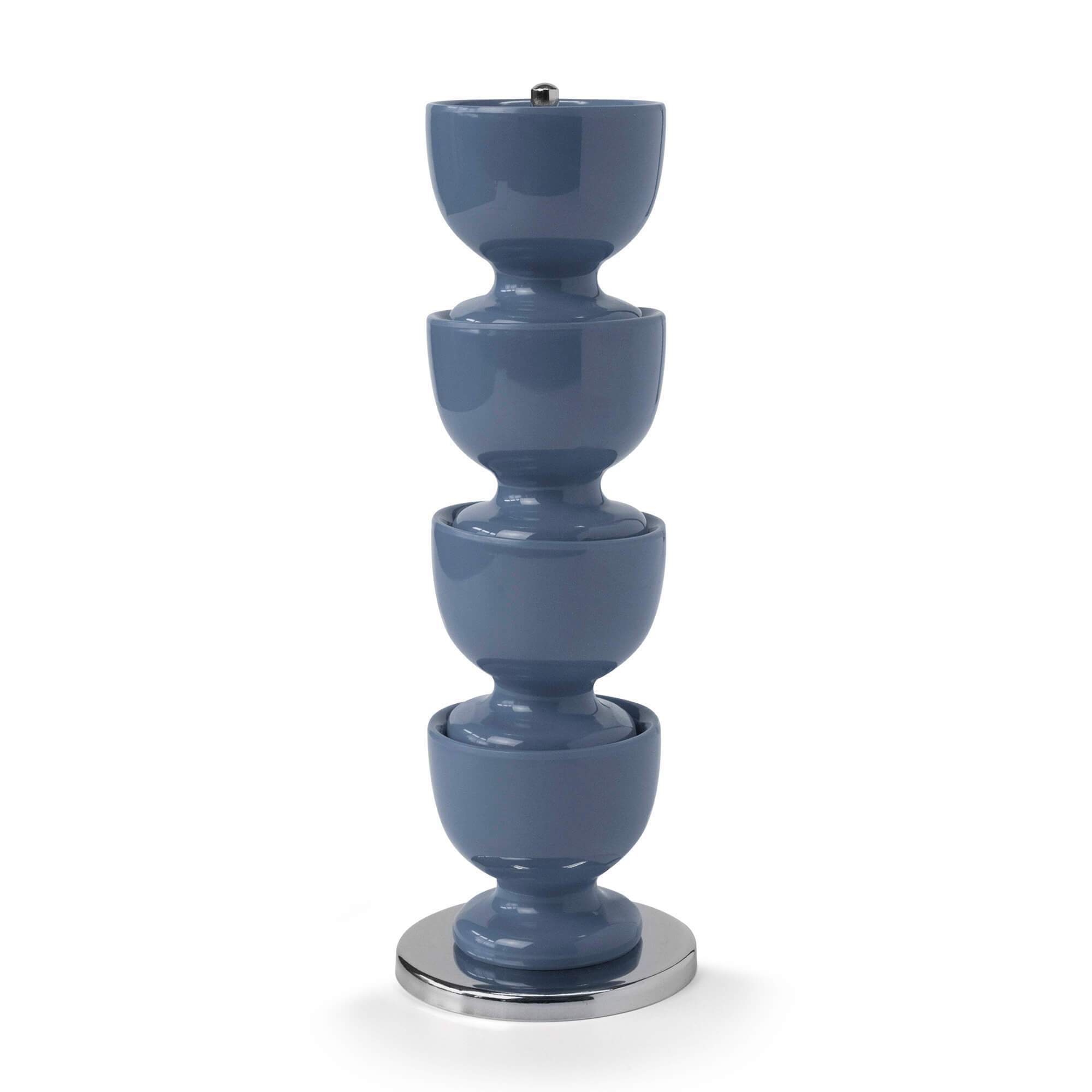 Zeal Stack & Store Egg Cups Set with Chrome Stand, Set of 4, Provence Blue