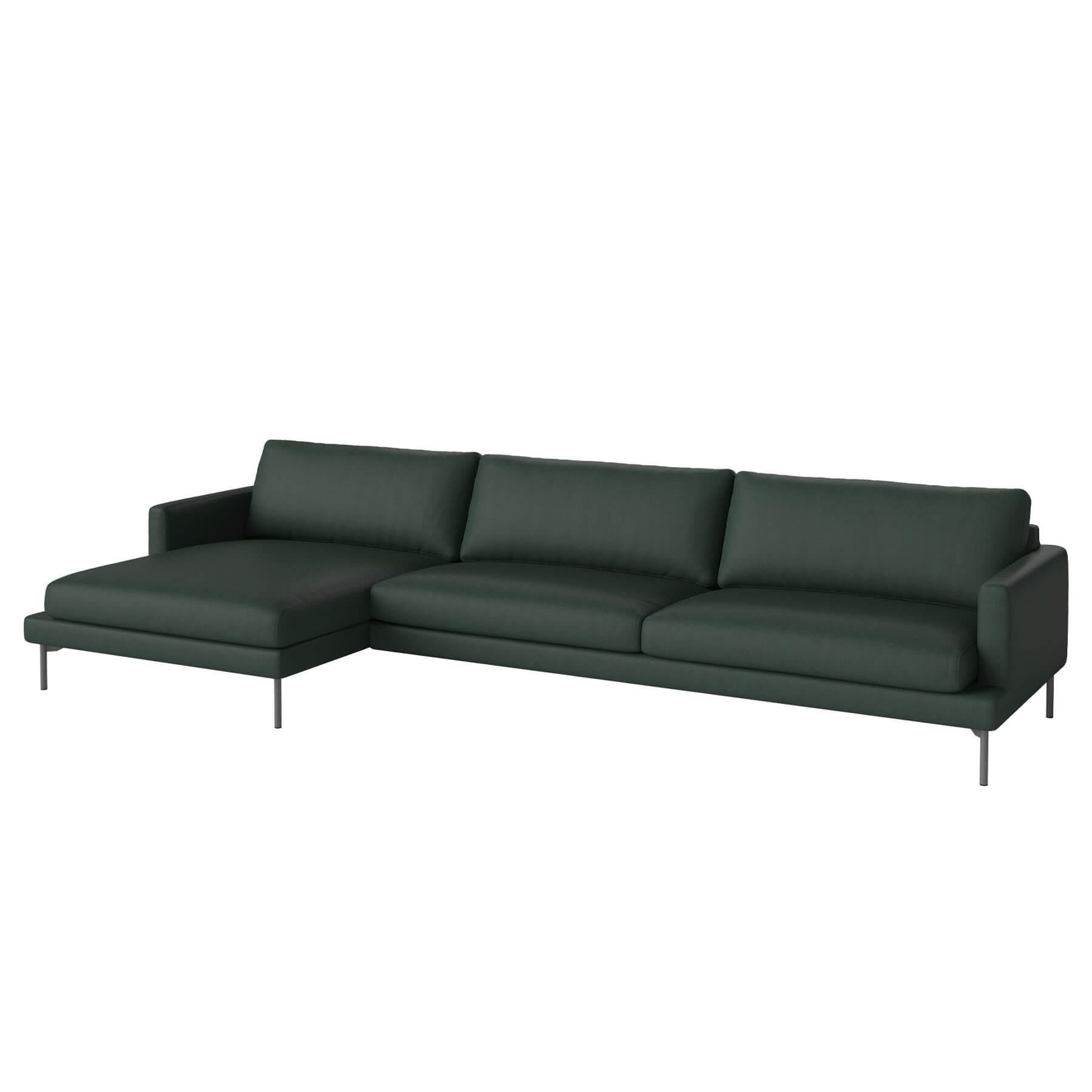 Bolia Veneda Sofa 45 Seater Sofa With Chaise Longue Grey Laquered Steel Gaja Dark Green Left Green Designer Furniture From Holloways Of Ludlow