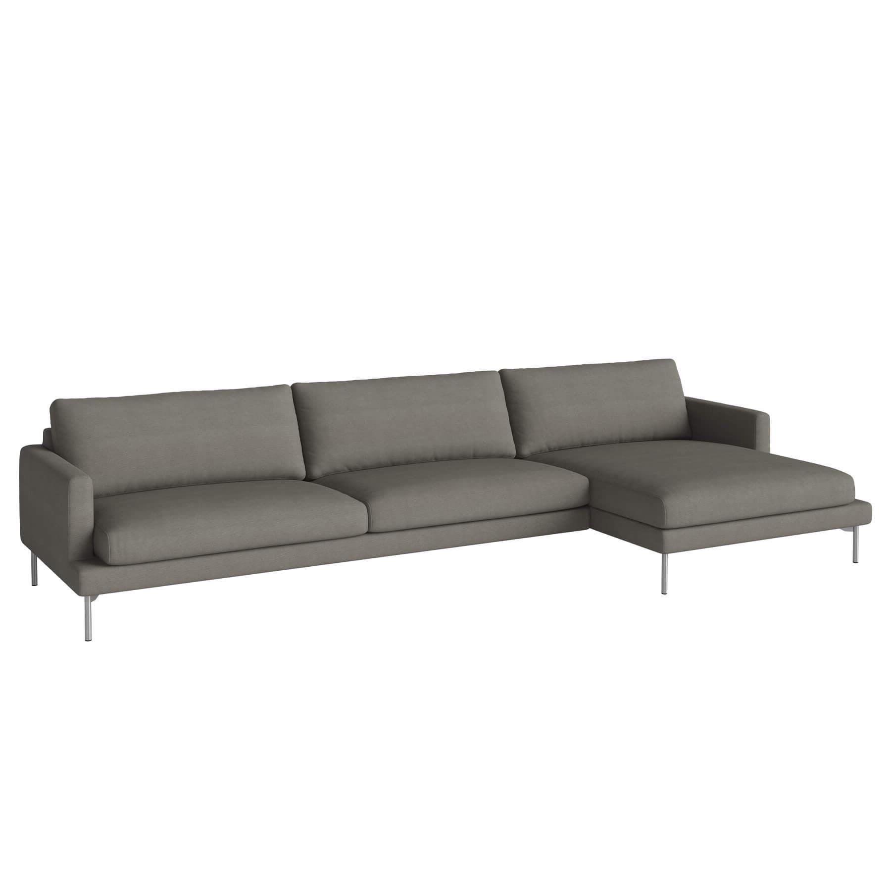 Bolia Veneda Sofa 45 Seater Sofa With Chaise Longue Brushed Steel Linea Grey Brown Right Brown Designer Furniture From Holloways Of Ludlow