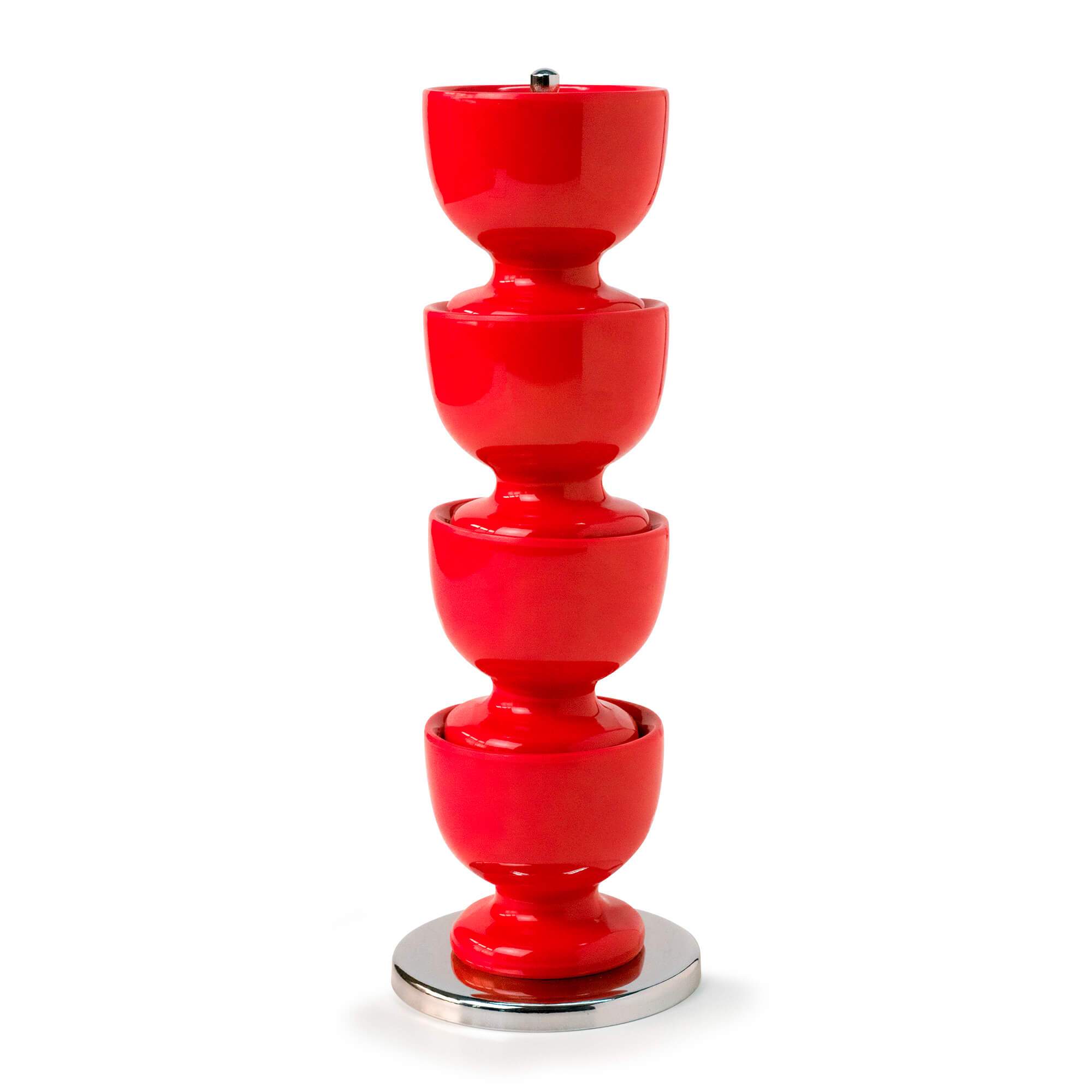 Zeal Stack & Store Egg Cup Set with Chrome Stand in Red
