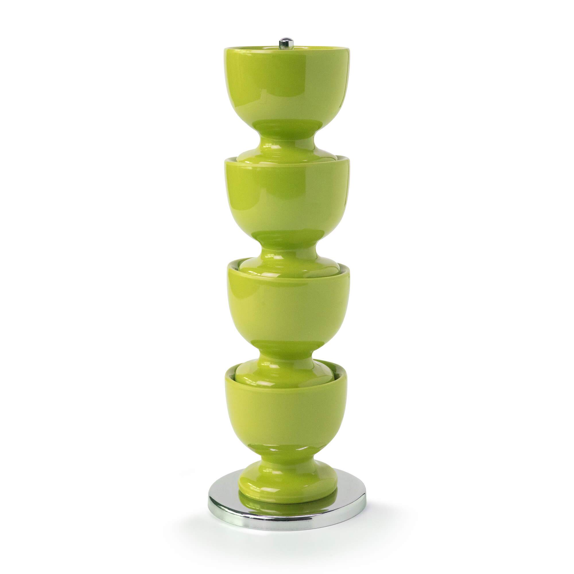 Zeal Stack & Store Egg Cups Set with Chrome Stand, Set of 4, Lime Green