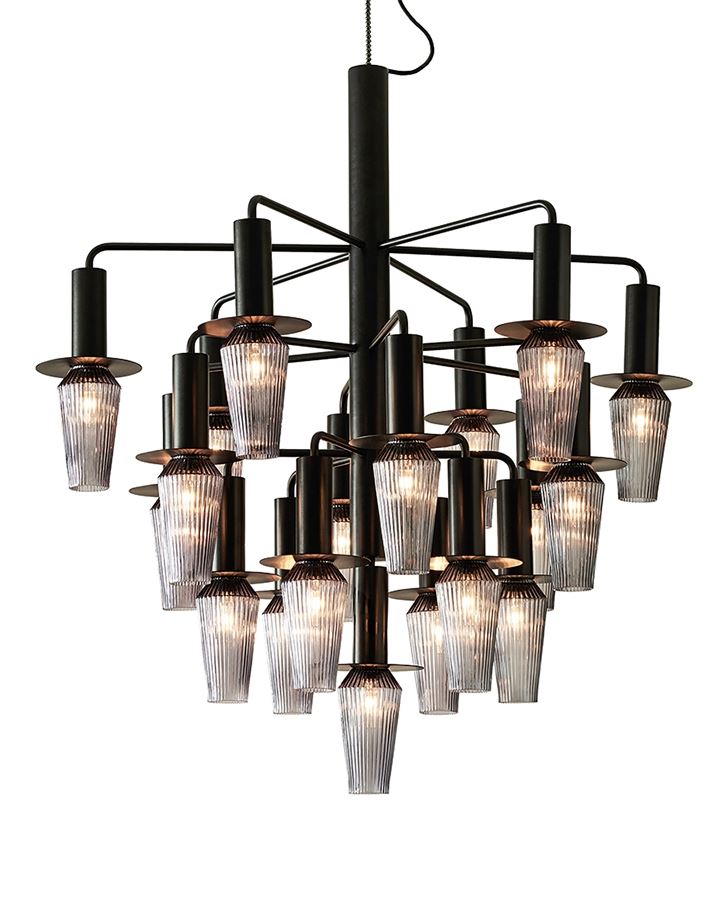 Harakiri Chandelier Standard Black Base With Smoke Glass