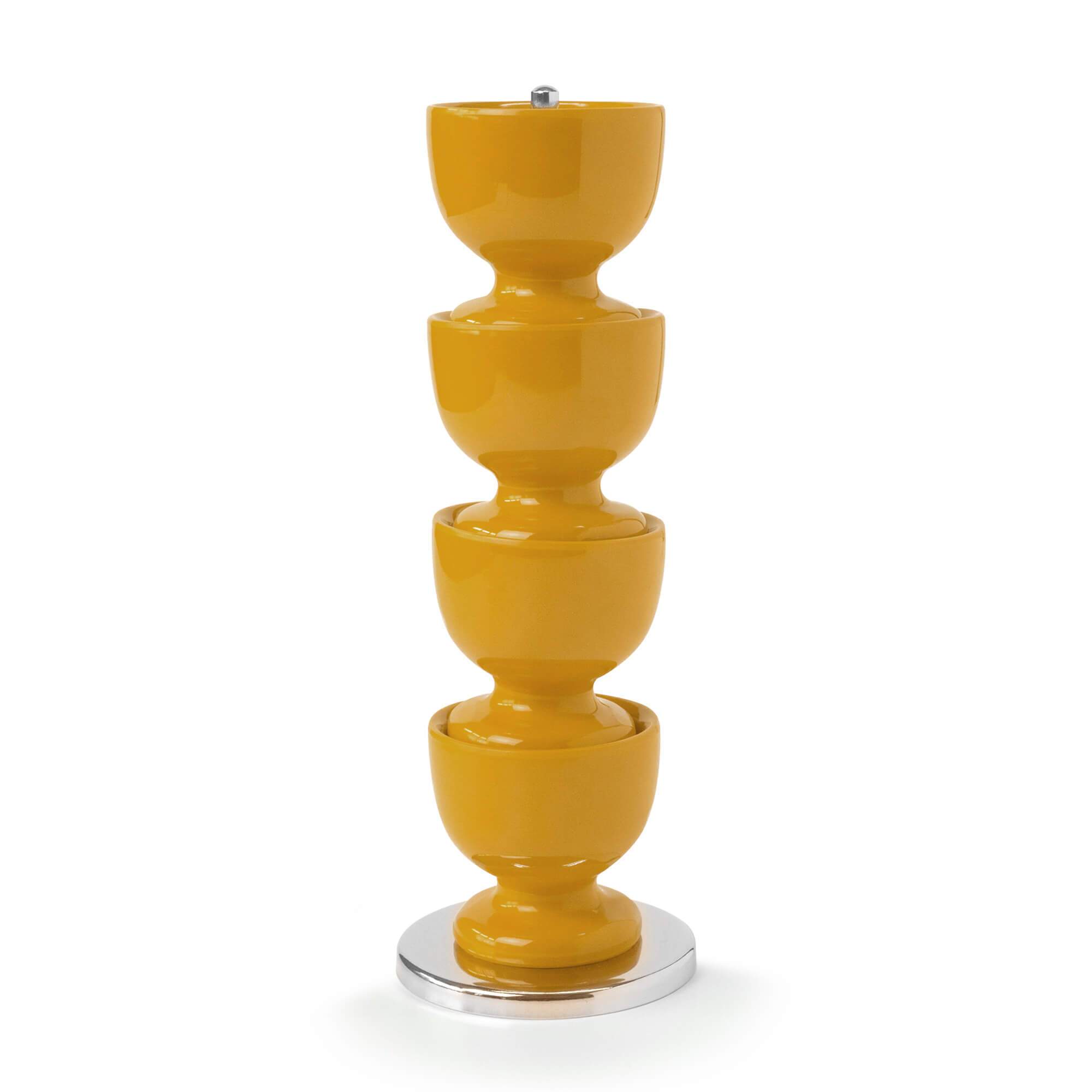 Zeal Stack & Store Egg Cups Set with Chrome Stand, Set of 4, Mustard Yellow