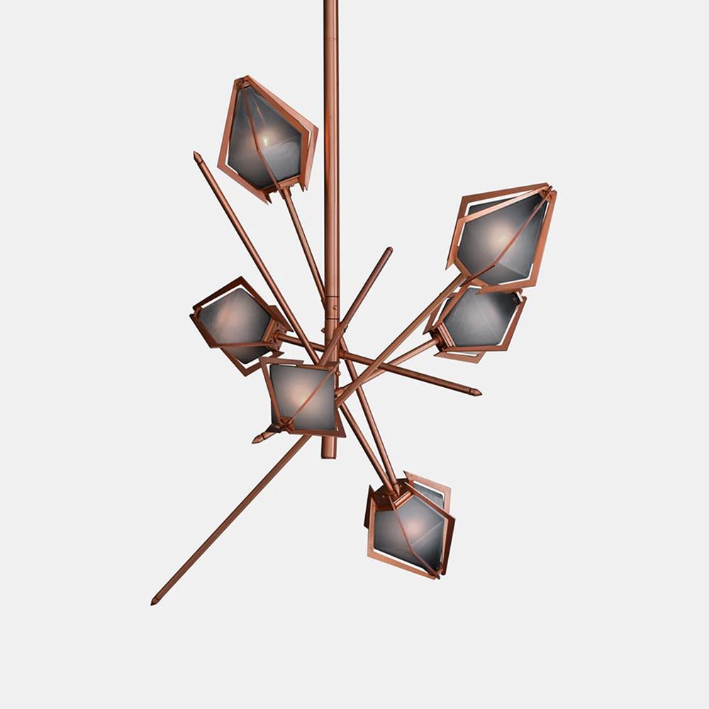 Harlow Chandelier Small Smoked Grey Satin Copper Satin Copper