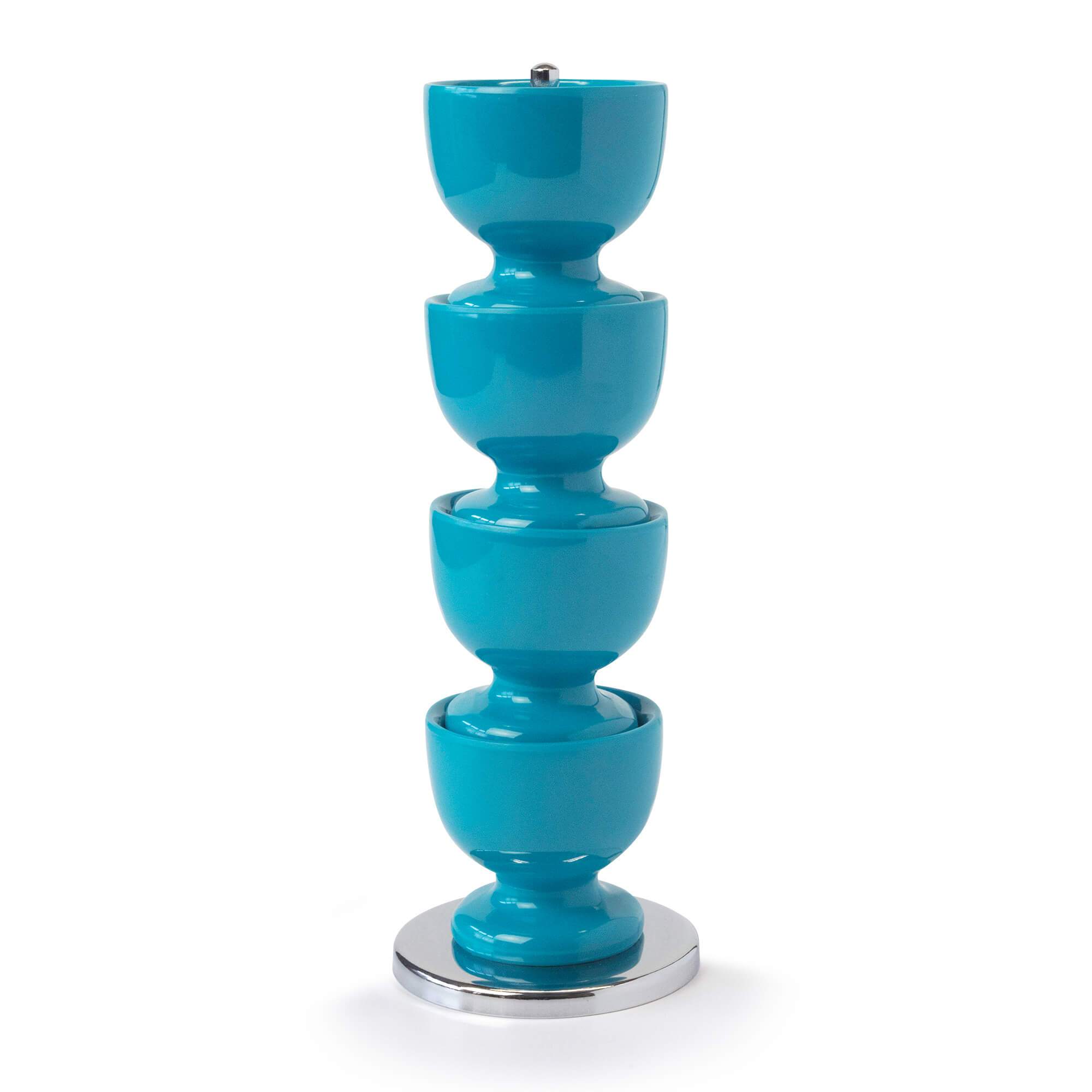 Zeal Stack & Store Egg Cups Set with Chrome Stand, Set of 4, Aqua
