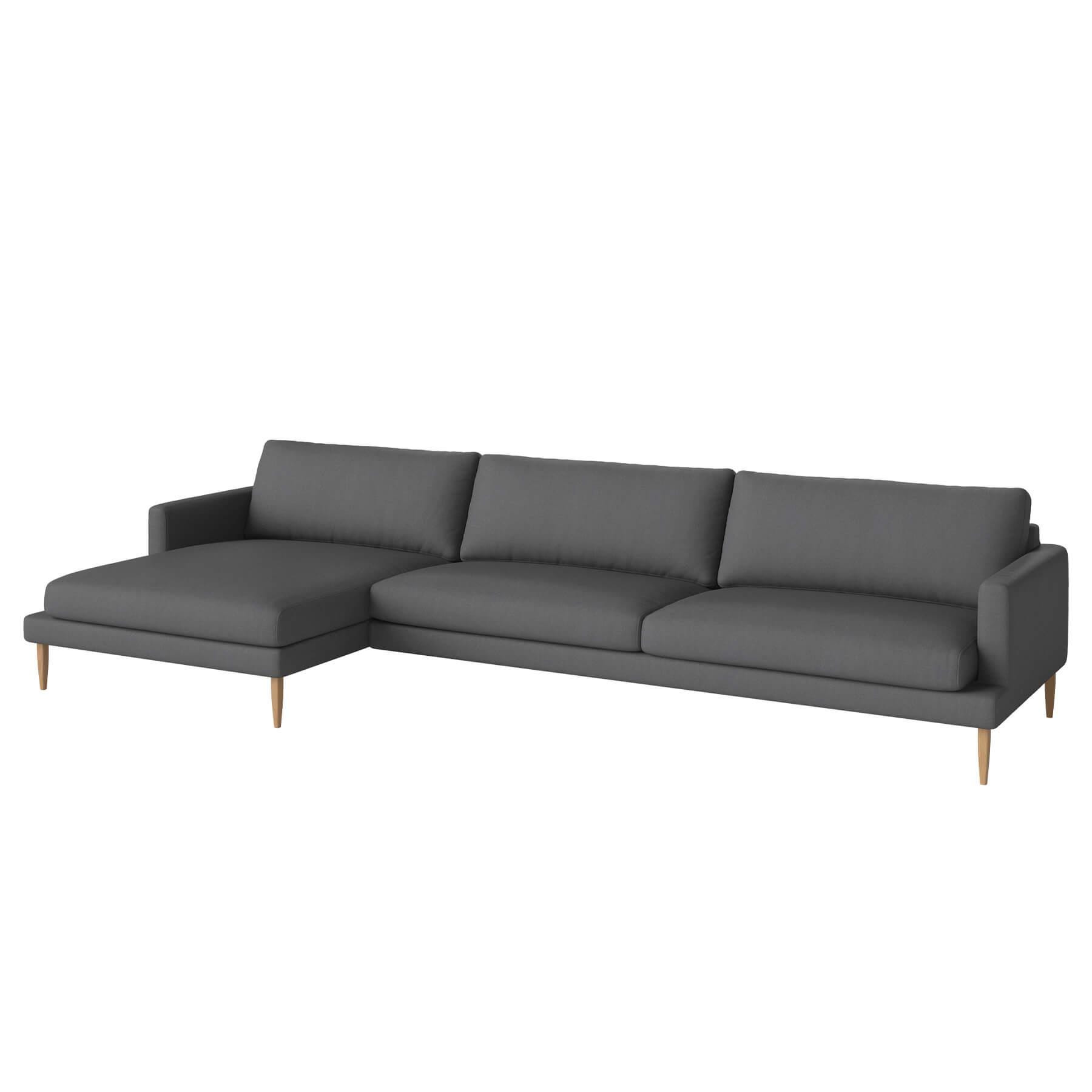 Bolia Veneda Sofa 45 Seater Sofa With Chaise Longue Oiled Oak Gaja Dark Grey Left Grey Designer Furniture From Holloways Of Ludlow