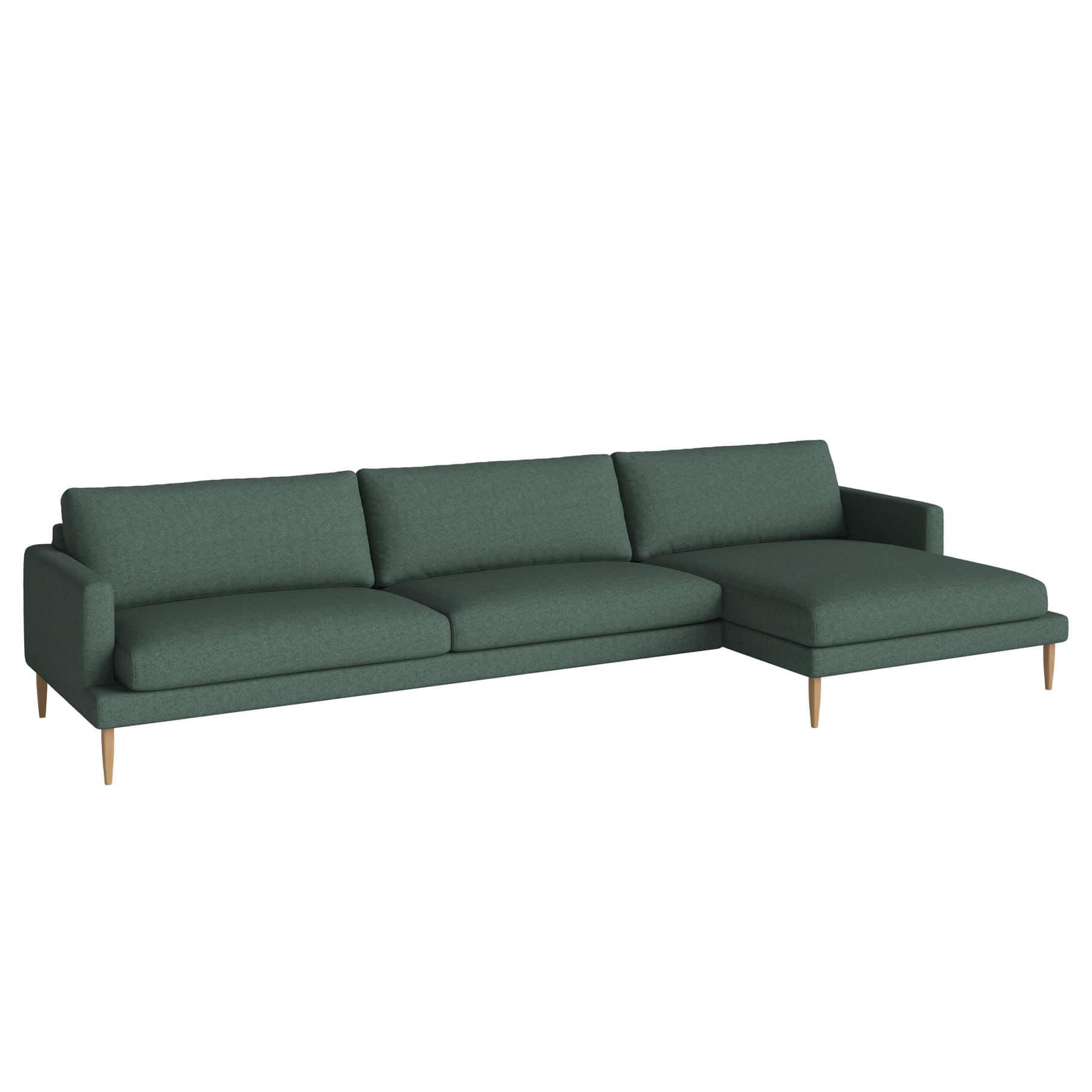 Bolia Veneda Sofa 45 Seater Sofa With Chaise Longue Oiled Oak Qual Sea Green Right Green Designer Furniture From Holloways Of Ludlow