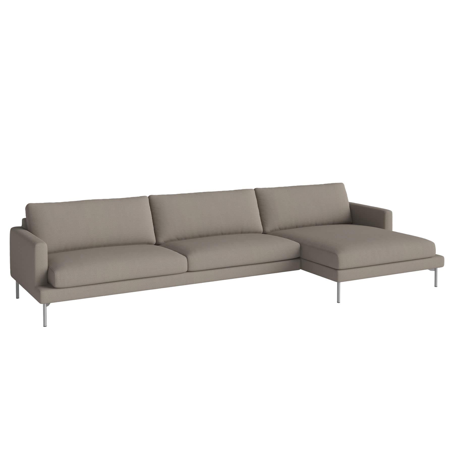 Bolia Veneda Sofa 45 Seater Sofa With Chaise Longue Brushed Steel Baize Dark Beige Right Brown Designer Furniture From Holloways Of Ludlow