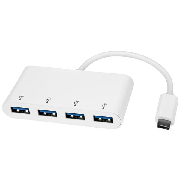 Startech.Com 4-Port Usb-C Hub - Usb-C To 4X Usb-A - Usb 3.0 Hub - Bus Powered - White