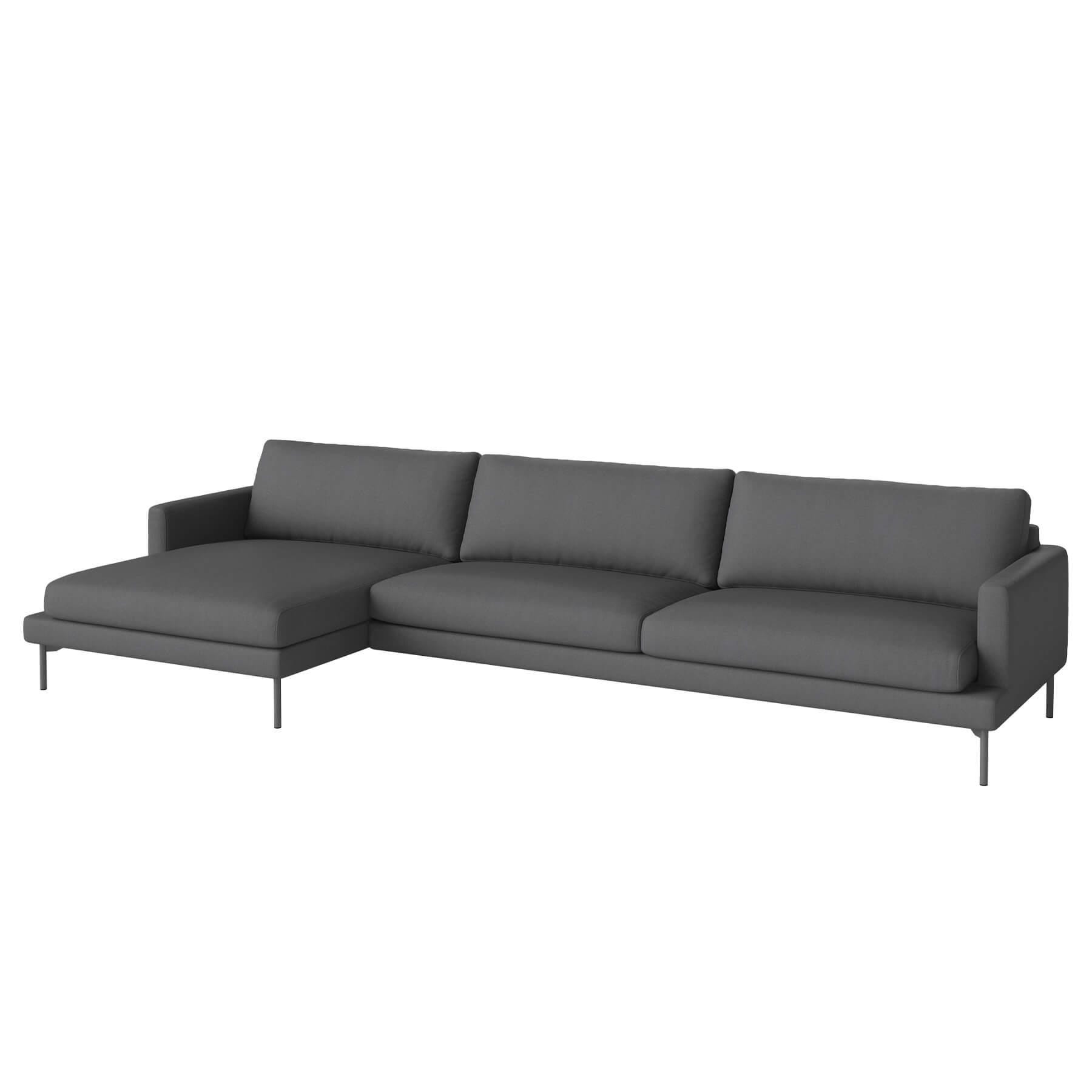 Bolia Veneda Sofa 45 Seater Sofa With Chaise Longue Grey Laquered Steel Gaja Dark Grey Left Designer Furniture From Holloways Of Ludlow