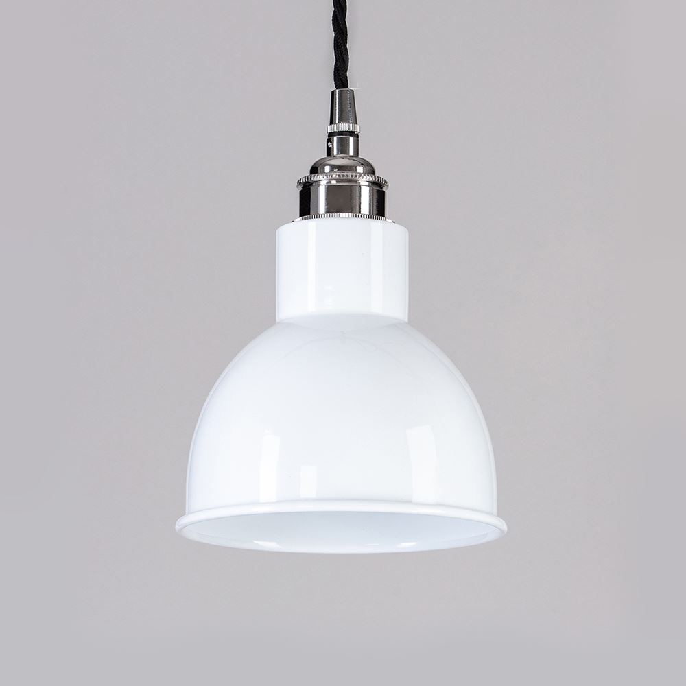 Old School Electric Churchill Pendant Coloured Shades Polished Nickelblack White Shade Designer Pendant Lighting