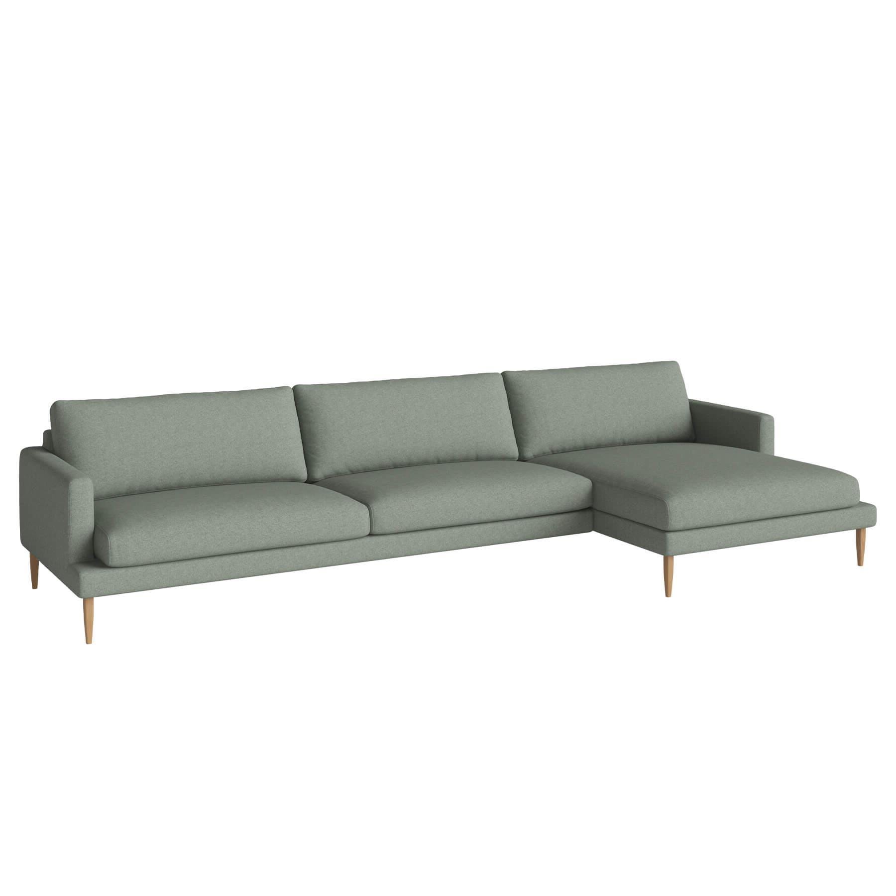 Bolia Veneda Sofa 45 Seater Sofa With Chaise Longue Oiled Oak Qual Green Right Green Designer Furniture From Holloways Of Ludlow
