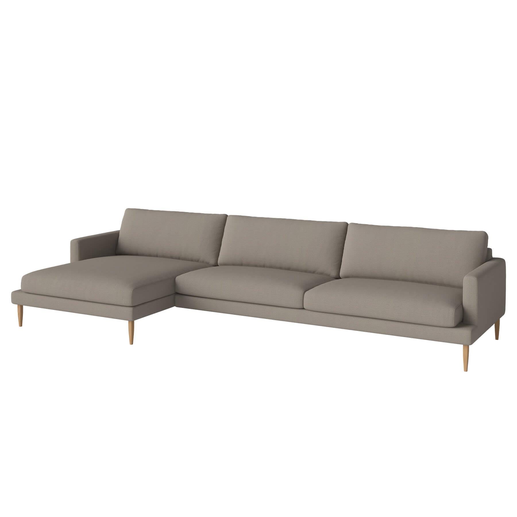 Bolia Veneda Sofa 45 Seater Sofa With Chaise Longue Oiled Oak Baize Dark Beige Left Brown Designer Furniture From Holloways Of Ludlow