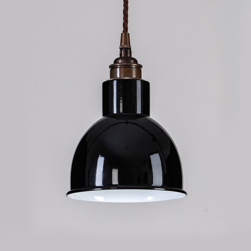 Old School Electric Churchill Pendant Coloured Shades Antique Brassdark Brown Yellow Shade Designer Pendant Lighting