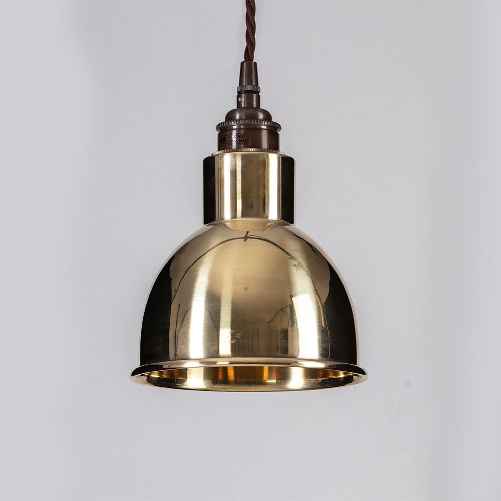 Old School Electric Churchill Pendant Light Metal Shades Polished Brass Brassgold Designer Pendant Lighting