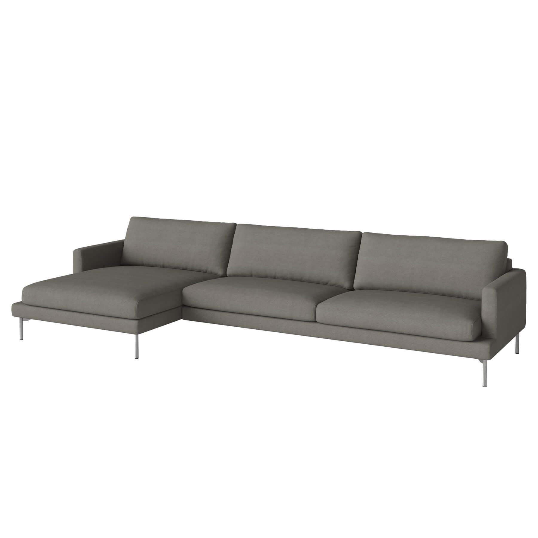 Bolia Veneda Sofa 45 Seater Sofa With Chaise Longue Brushed Steel Linea Grey Brown Left Designer Furniture From Holloways Of Ludlow