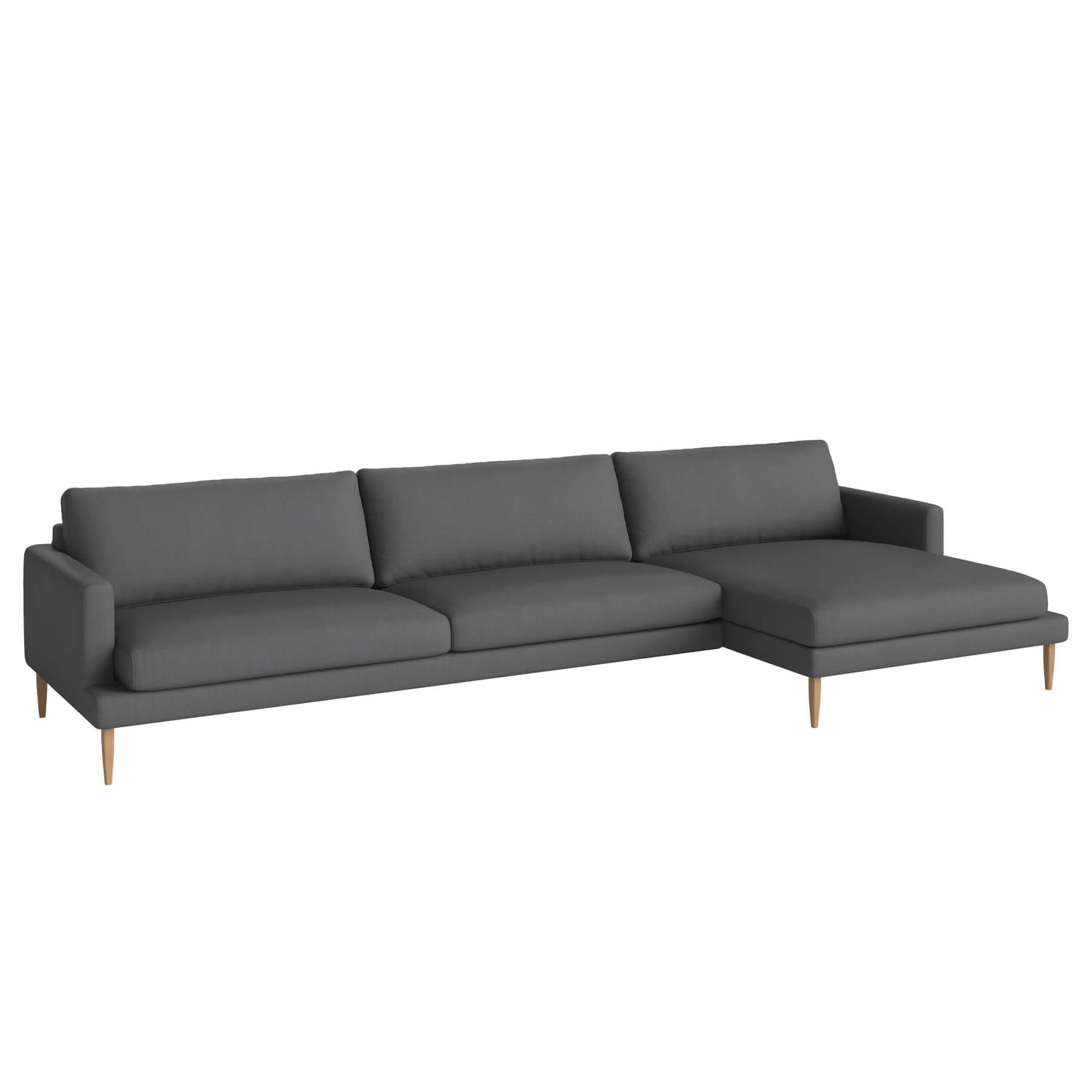 Bolia Veneda Sofa 45 Seater Sofa With Chaise Longue Oiled Oak Gaja Dark Grey Right Grey Designer Furniture From Holloways Of Ludlow